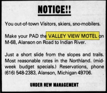 Valley View Motel (Country House) - Feb 1977 Ad (newer photo)